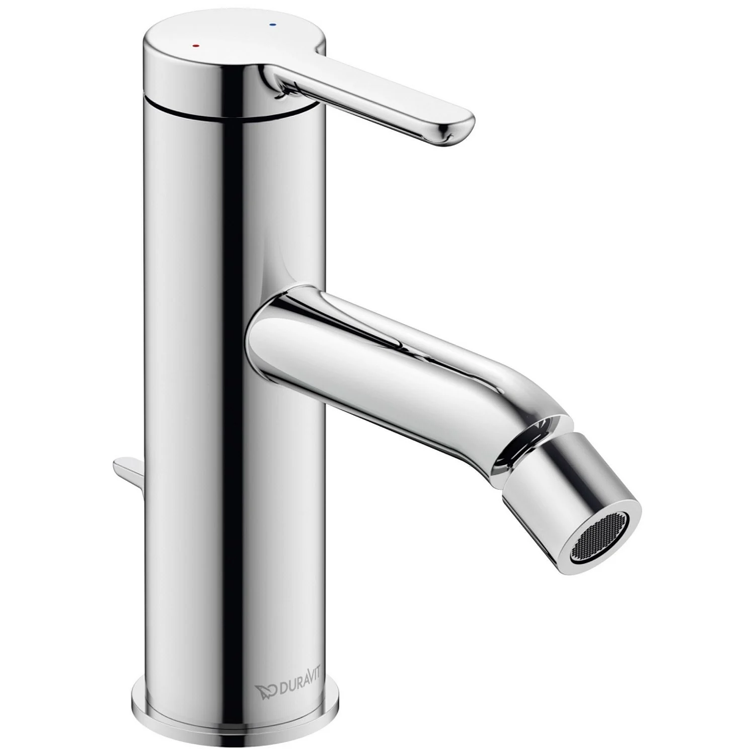 Chromowana bateria bidetowa widok z boku, Duravit