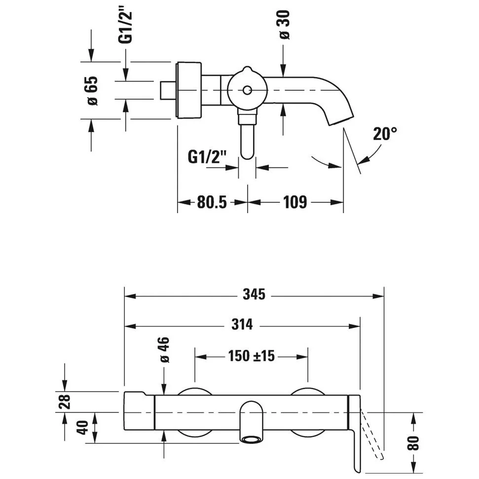 Duravit C.1 Einhebel-Wannenmischer Aufputz Bild 3