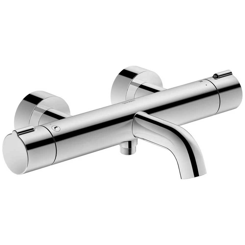 Chromowana armatura widok z boku z dwoma uchwytami, Duravit