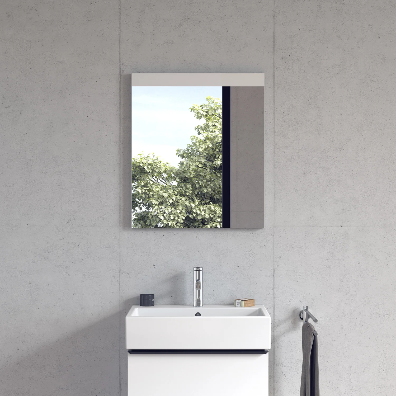 Lustro nad umywalką w nowoczesnej łazience, Duravit
