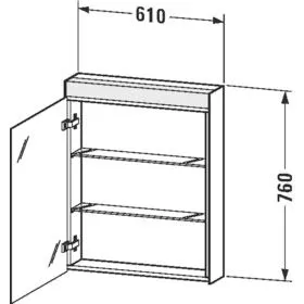 Duravit Licht & Spiegel Spiegelschrank "Better" - Version, 1 Tür Anschlag links, 61 x 76 cm, Steckdose: LKZ 0 (DE,AT) Bild 5