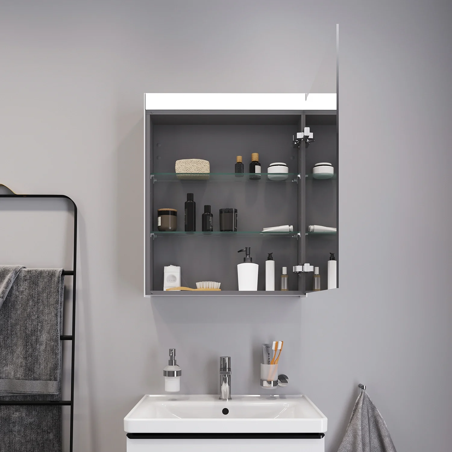 Duravit Licht & Spiegel Spiegelschrank "Better" - Version, 1 Tür Anschlag rechts, 61 x 76 cm, Steckdose: LKZ 0 (DE,AT) Bild 9