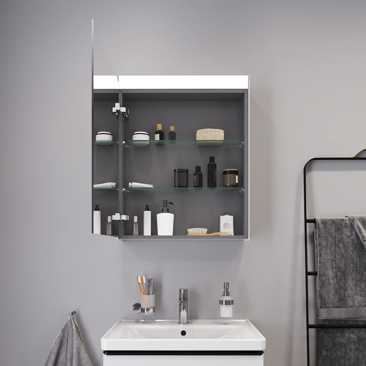 Duravit Licht & Spiegel Spiegelschrank "Better" - Version, 1 Tür Anschlag links, 61 x 76 cm, Steckdose: LKZ 0 (DE,AT) Bild 9