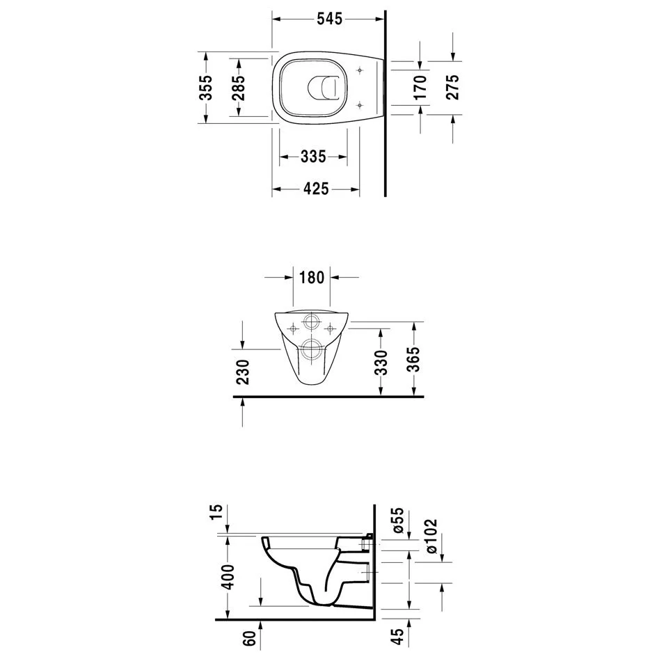 Duravit D-Code Wand-WC Tiefspüler Bild 4