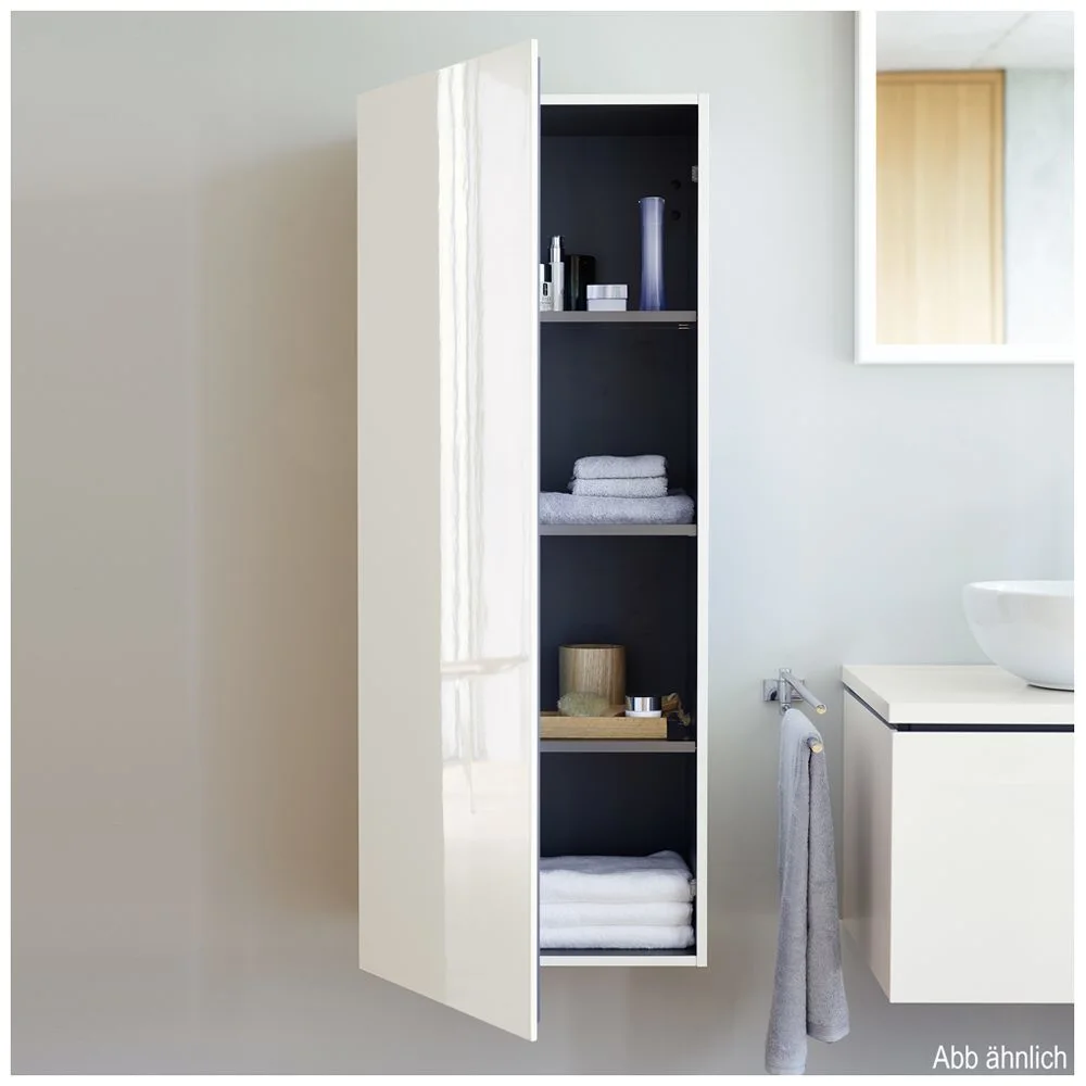 Wysoka szafka w łazience z otwartymi drzwiami, Duravit