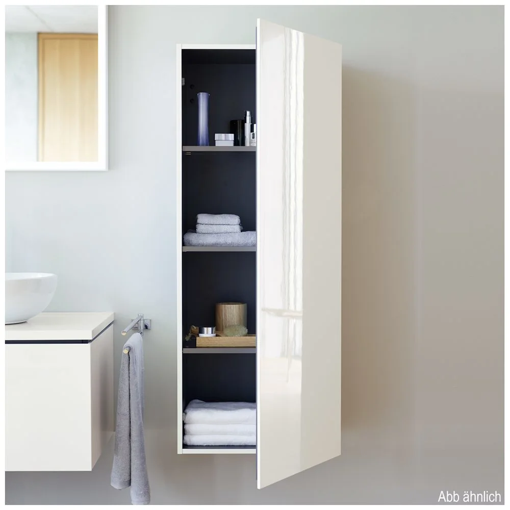 Wysoka szafka w łazience z otwartymi drzwiami, Duravit