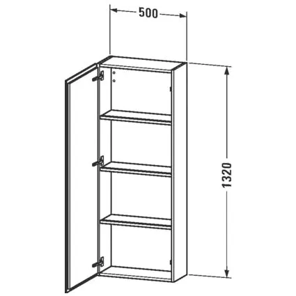 Rysunek techniczny szerokiej szafki z wymiarami, Duravit