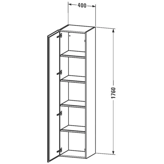 Rysunek techniczny wysokiej szafki z wymiarami, Duravit