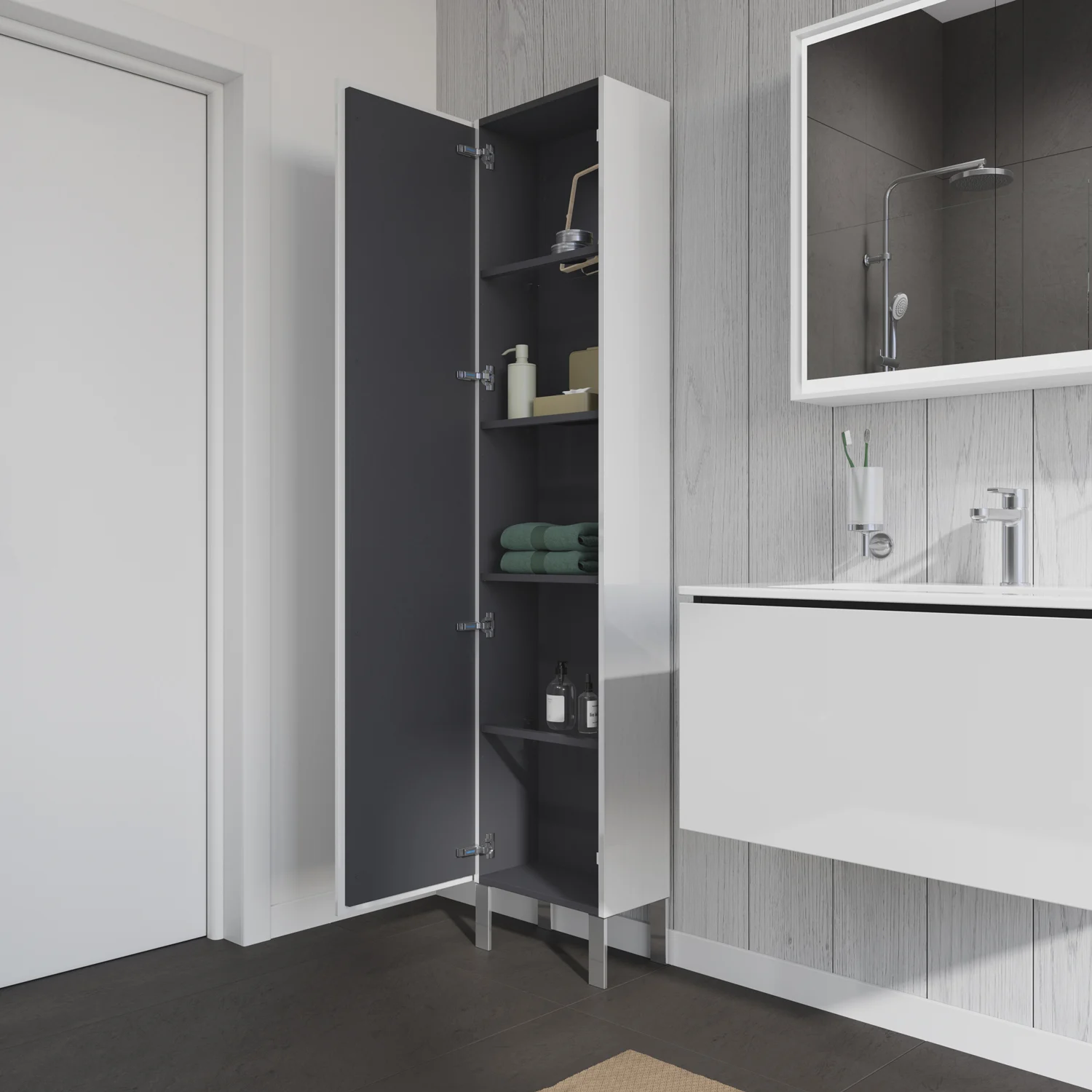 Duravit L-Cube Hochschrank 40 x 24,3 x 176 cm, Anschlag links Bild 9