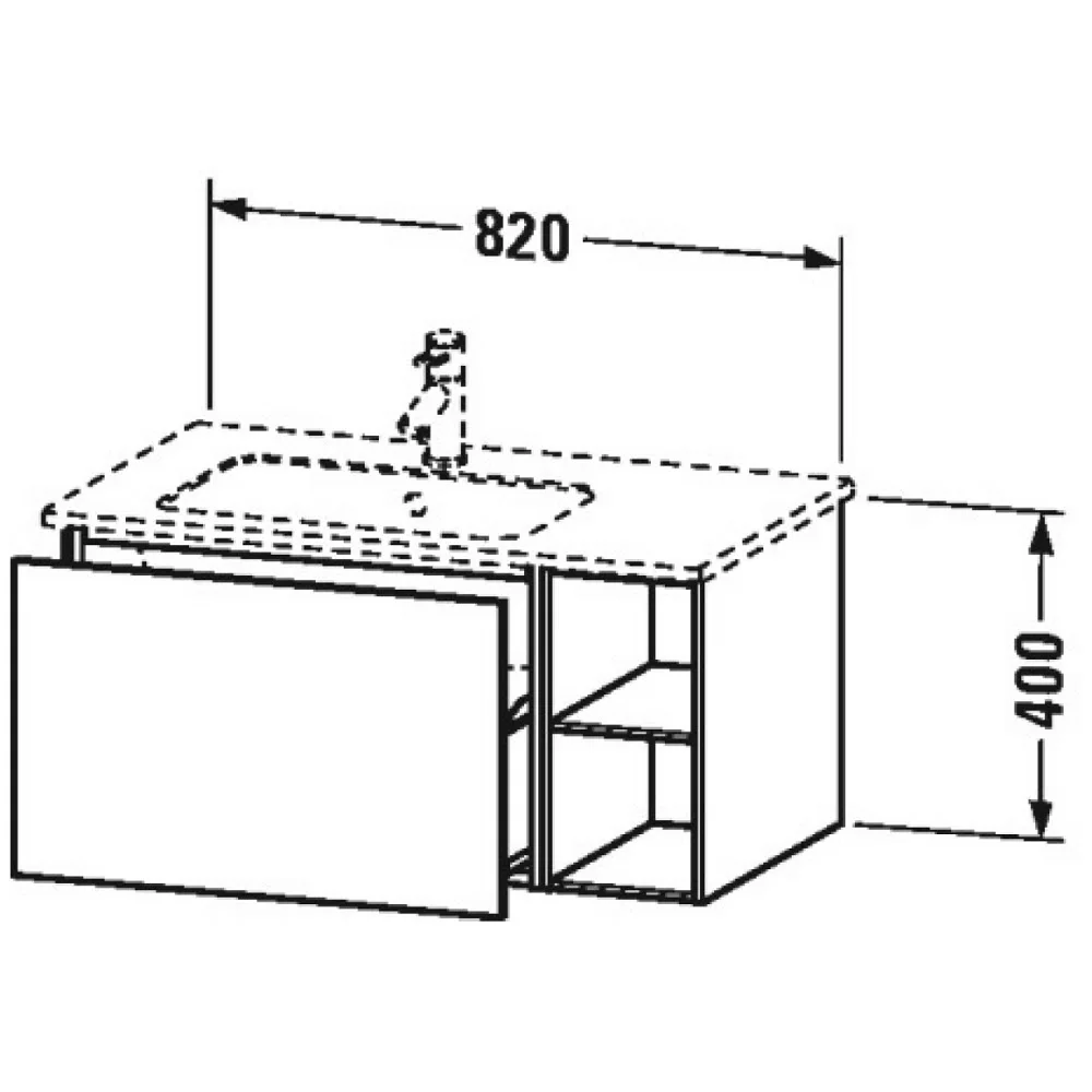 Duravit L-Cube Waschtischunterbau wandhängend mit 1 Auszug, 82 x 48,1 cm, Becken links Bild 2
