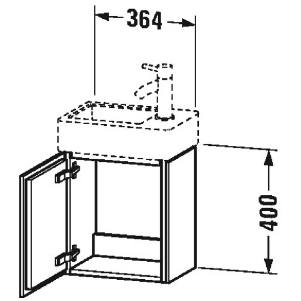 Duravit L-Cube Waschtischunterbau wandhängend 36,4 x 24,1 cm, mit 1 Tür, Türanschlag Links Bild 2