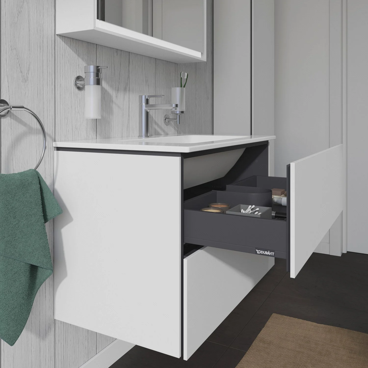 Duravit L-Cube Waschtischunterbau wandhängend mit 2 Auszügen, 82 x 48,1 cm Bild 4