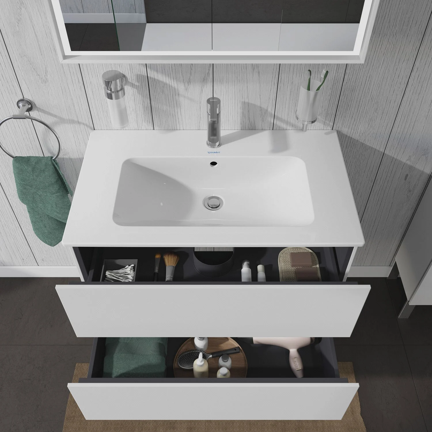 Duravit L-Cube Waschtischunterbau wandhängend mit 2 Auszügen, 82 x 48,1 cm Bild 6