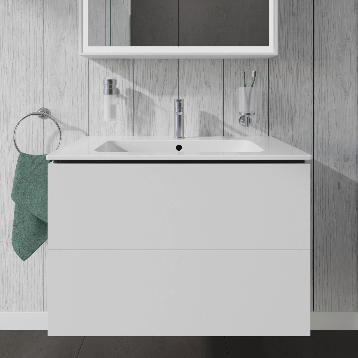Duravit L-Cube Waschtischunterbau wandhängend mit 2 Auszügen, 82 x 48,1 cm Bild 2