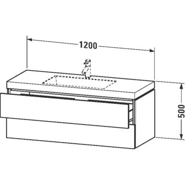 Umywalka meblowa Duravit L-Cube, montowana na ścianie, z technologią c-bonded, z 2 szufladami, bez otworu na baterię, 120 x 50 cm Zdjęcie 2