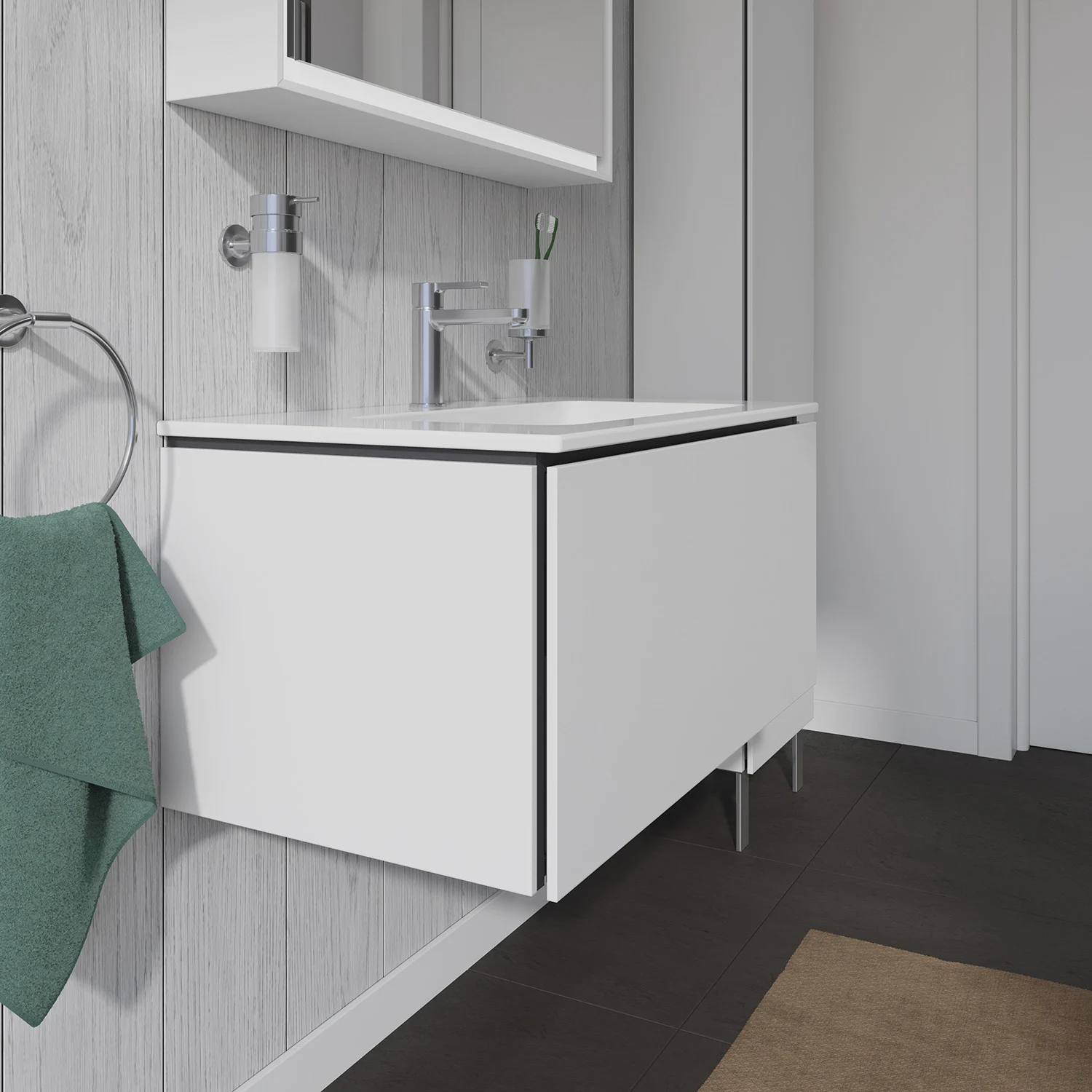 Widok boczny białej umywalki, Duravit