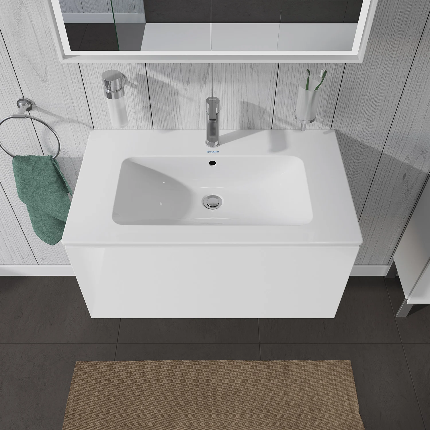 Duravit L-Cube Waschtischunterbau wandhängend mit 1 Auszug, 82 x 48,1 cm, Becken mittig Bild 4