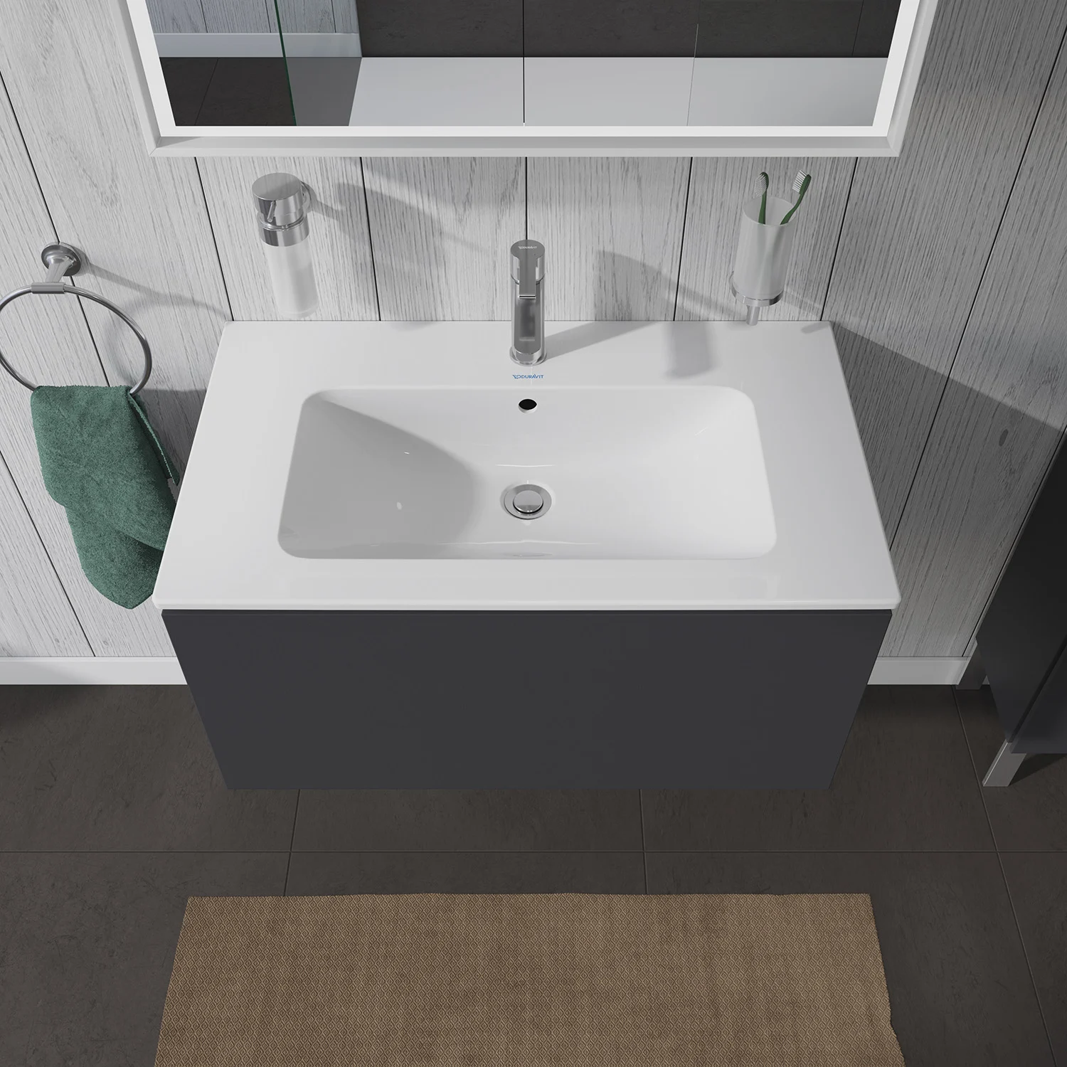 Duravit L-Cube Waschtischunterbau wandhängend mit 1 Auszug, 82 x 48,1 cm, Becken mittig Bild 4