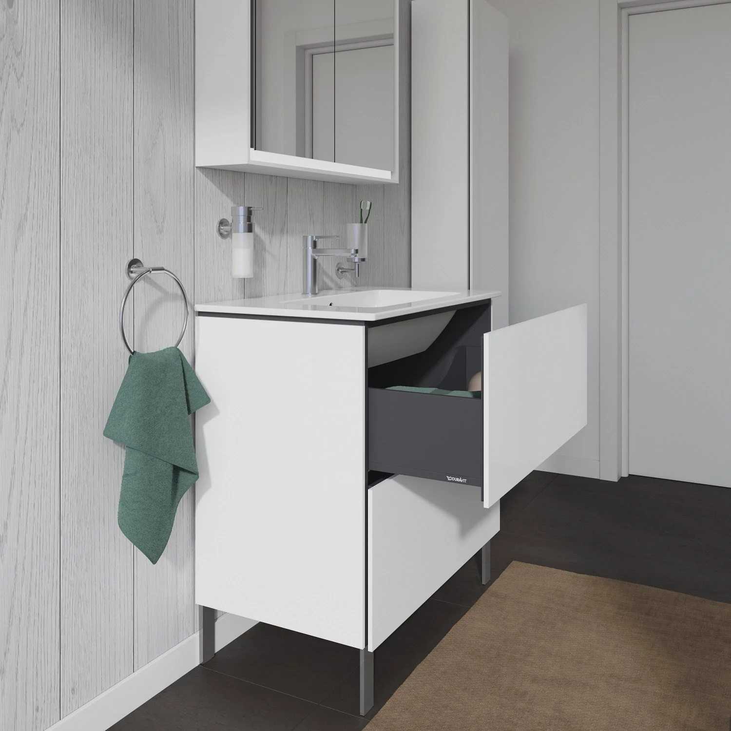 Duravit L-Cube Waschtischunterbau stehend mit 2 Auszügen, 82 x 48,1 cm Bild 4
