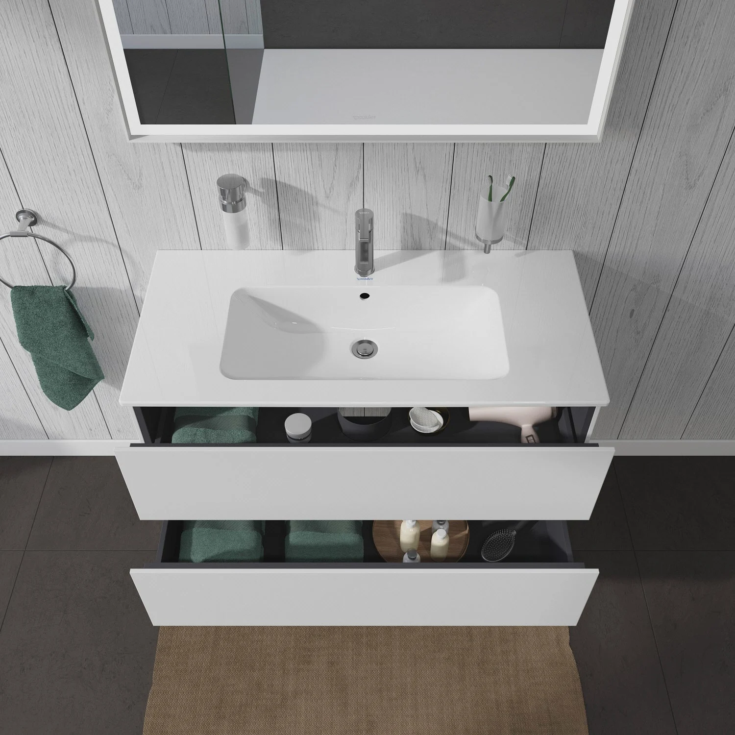 Duravit L-Cube Waschtischunterbau wandhängend mit 2 Auszügen, 102 x 48,1 cm Bild 7