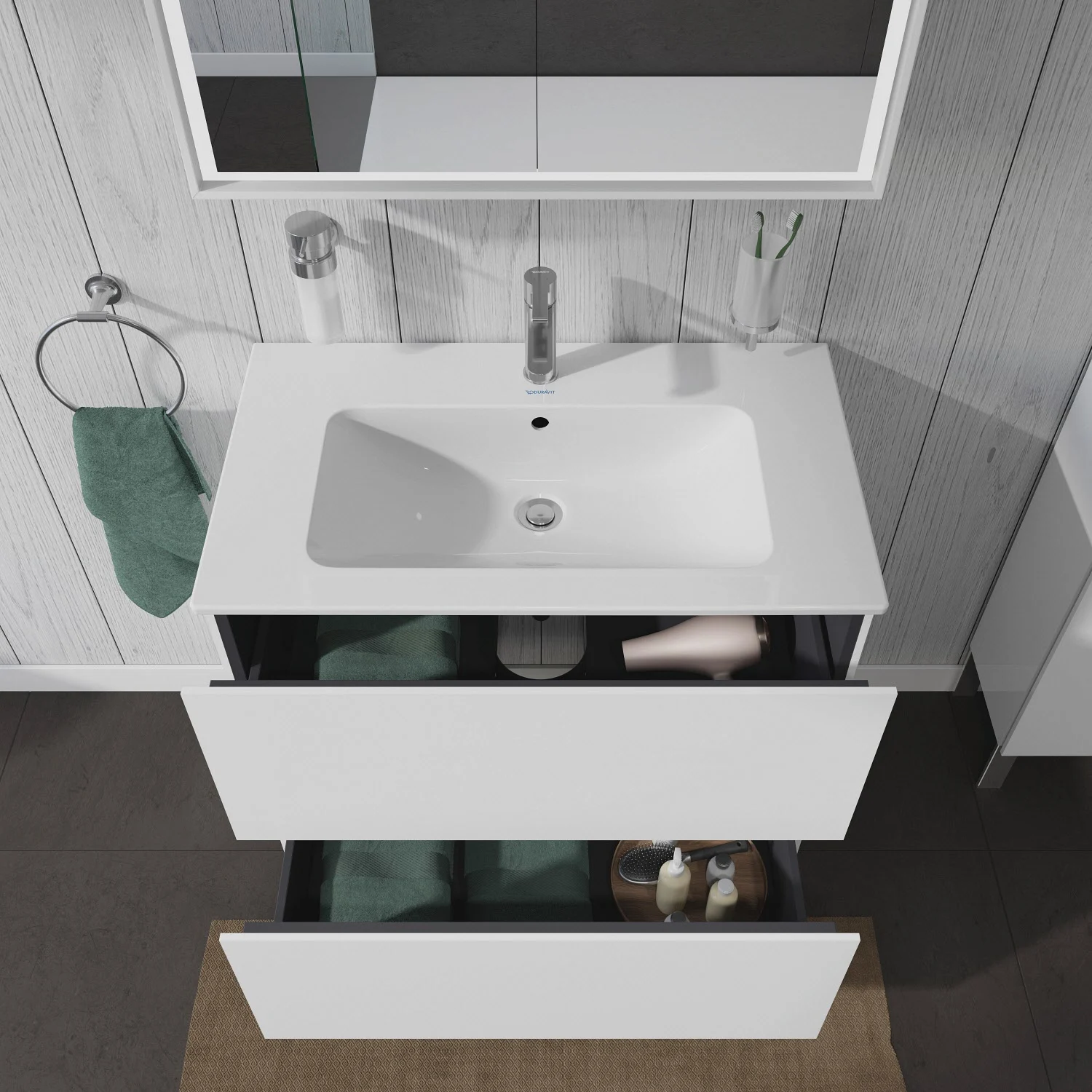 Duravit L-Cube Waschtischunterbau stehend mit 2 Auszügen, 82 x 48,1 cm Bild 7