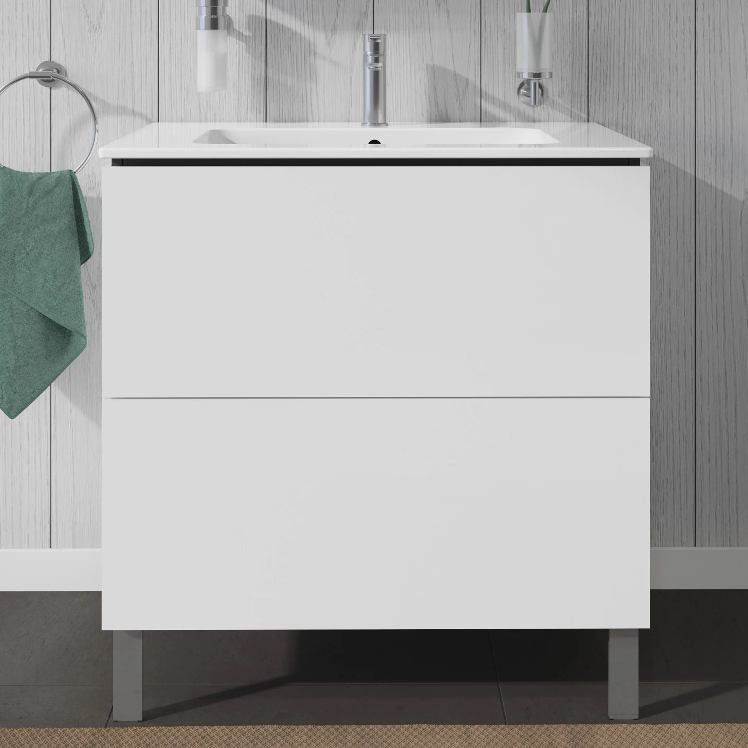 Duravit L-Cube Waschtischunterbau stehend mit 2 Auszügen, 82 x 48,1 cm