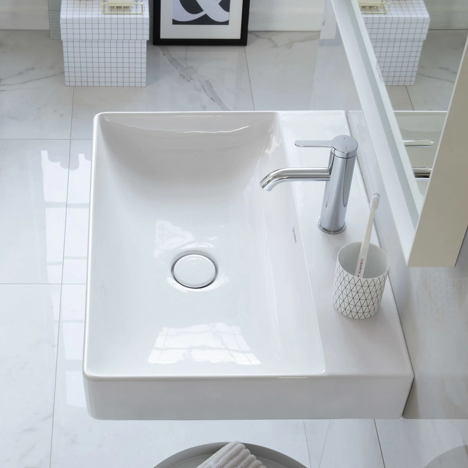 Duravit DuraSquare Waschtisch Compact mit 1 Hahnloch, 60 x 40 cm