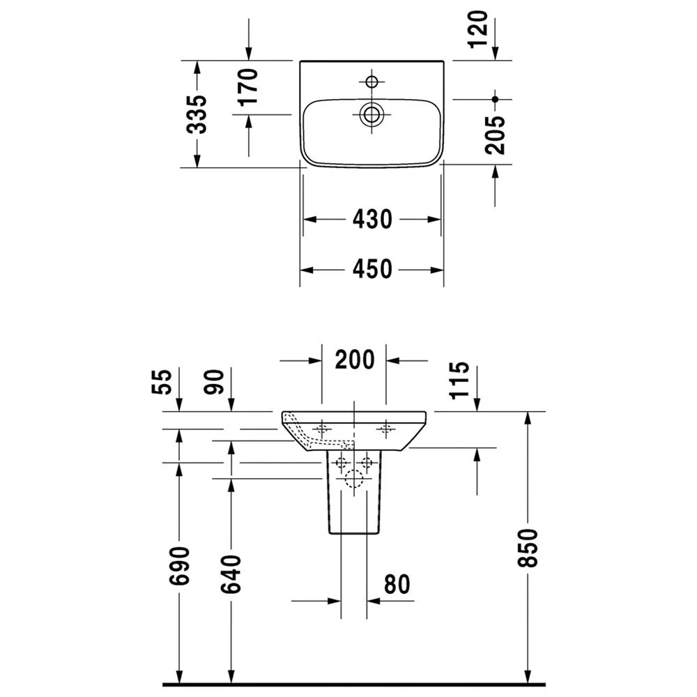 Duravit DuraStyle Handwaschbecken 45 cm, mit 1 Hahnloch Bild 4
