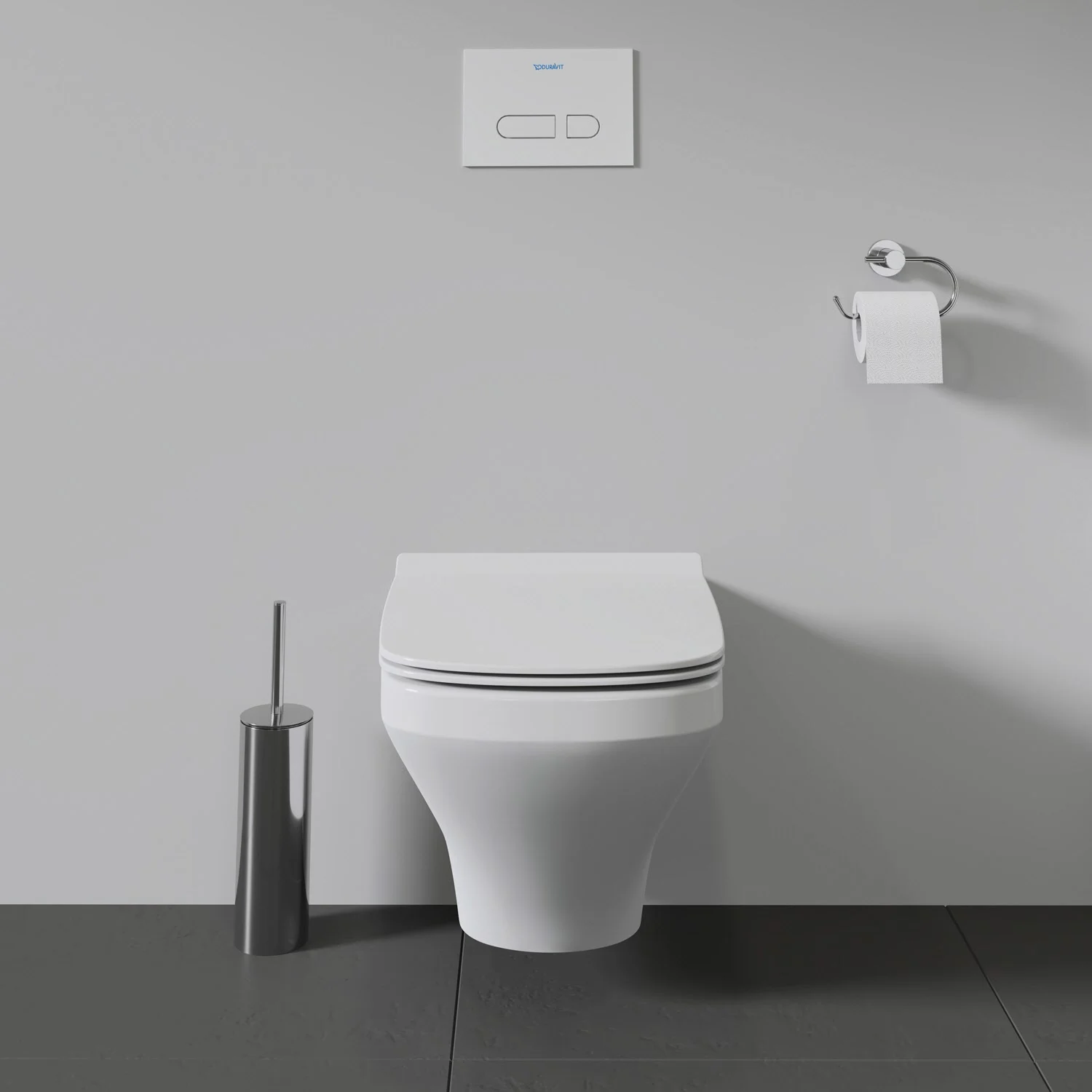 Toaleta wisząca z zamkniętą pokrywą w łazience, Duravit