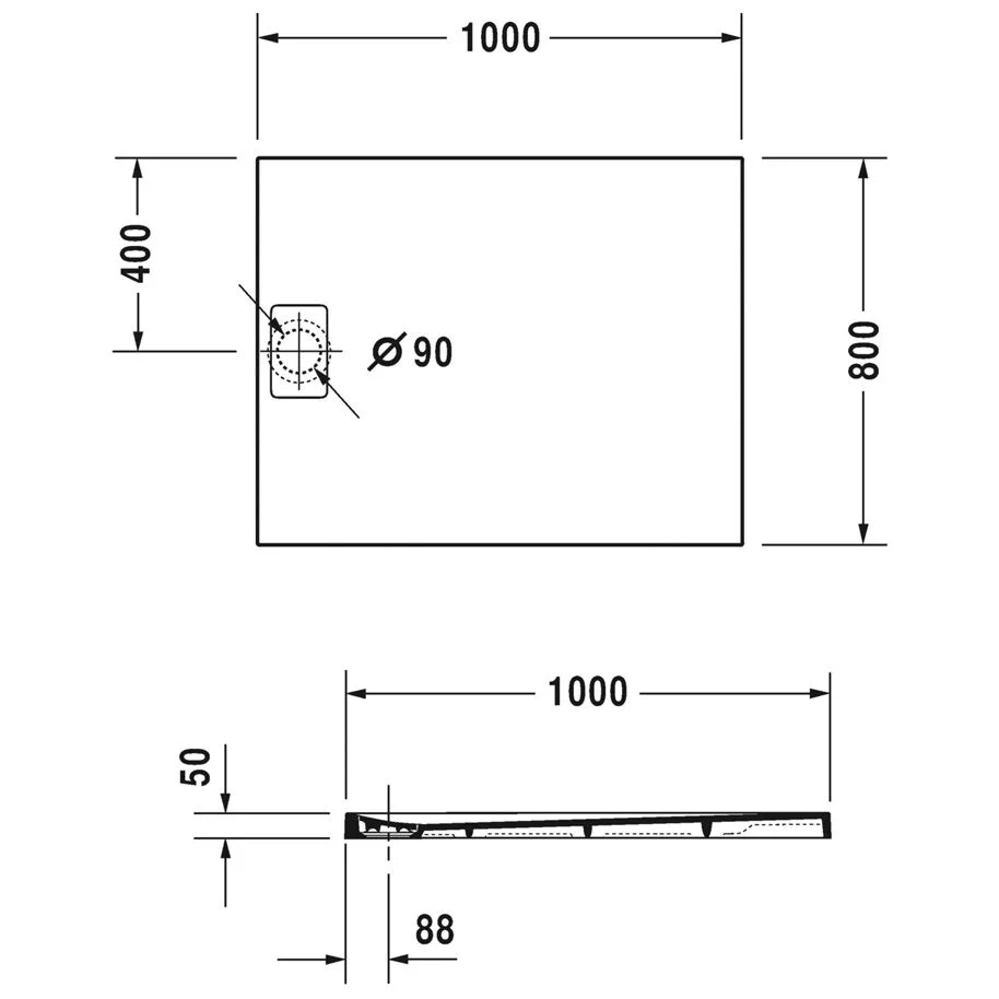 Duravit Stonetto Duschwanne Rechteck 100 x 80 cm Bild 5