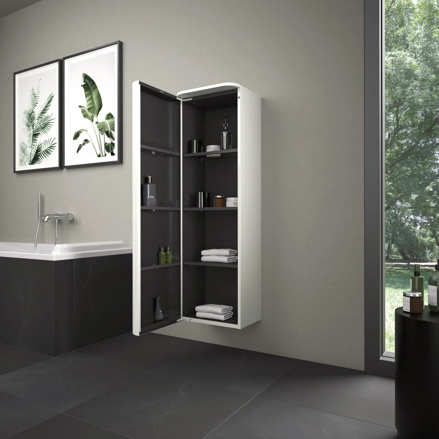 Duravit Happy D.2 Plus Halbhochschrank 3 Glasfachböden, Türanschlag links, 40 x 36 cm Bild 9