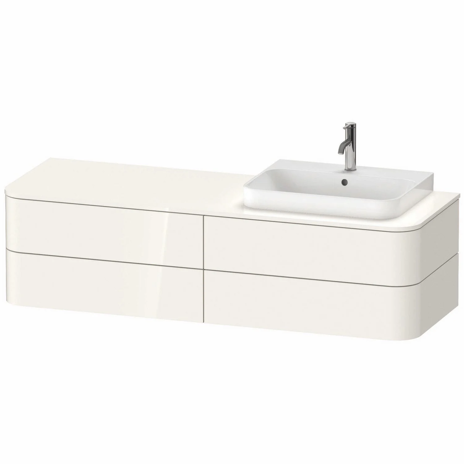 Duravit Happy D.2 Plus Waschtischunterschrank mit 4 Schubkästen, 160 x 40,8 cm, für Konsole und Becken rechts