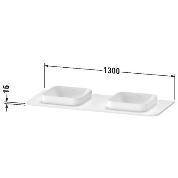 Duravit Happy D.2 Plus Konsole mit 2 Ausschnitten 1,6 x 130 x 55 cm Bild 3