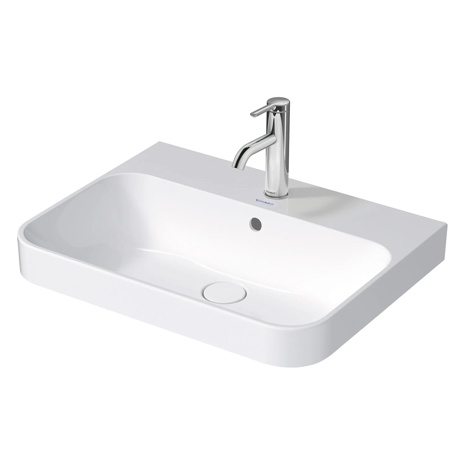 Duravit Happy D.2 Plus Aufsatzbecken 60 cm weiß, mit Überlauf, 1 Hahnloch Bild 2