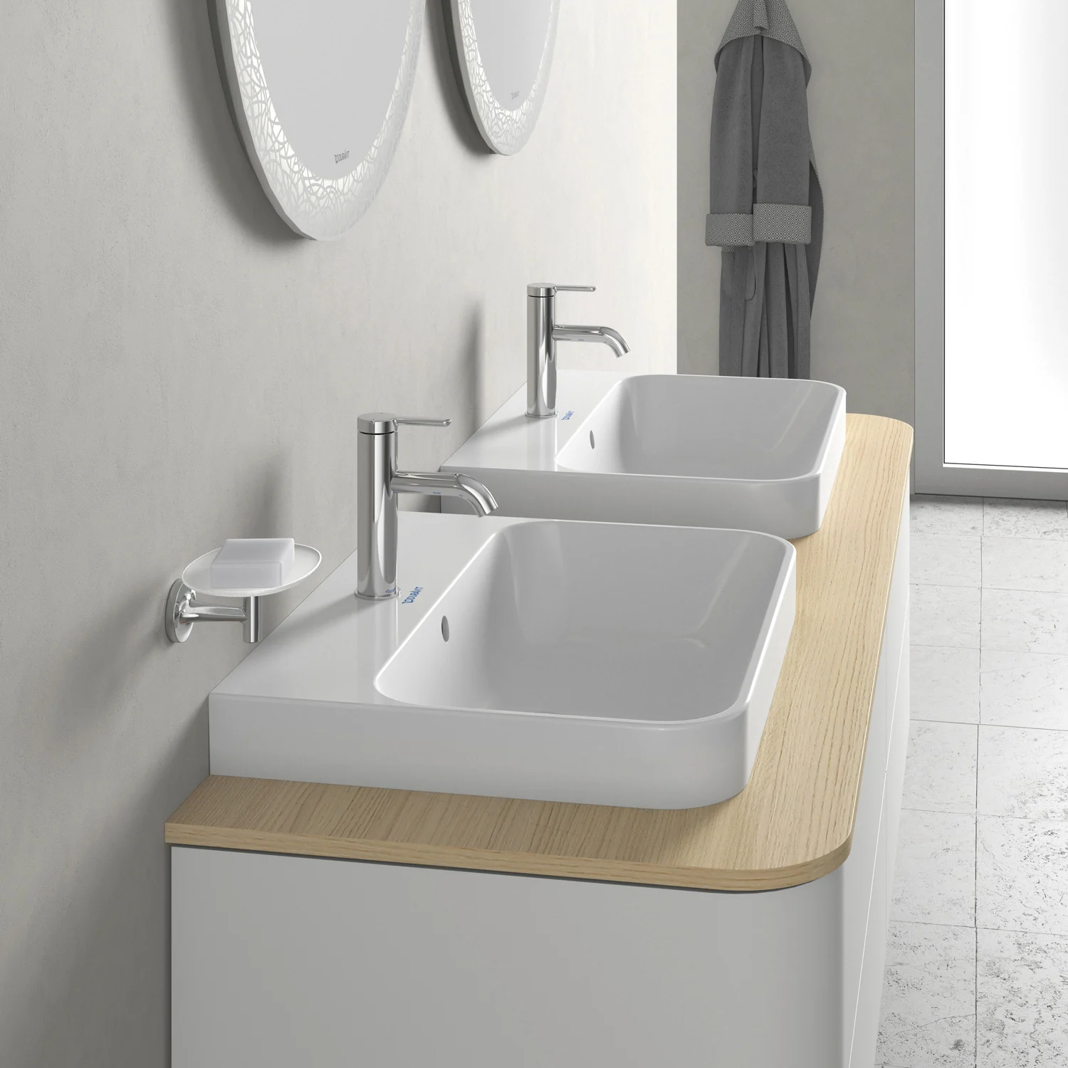 Duravit Happy D.2 Plus Aufsatzbecken 60 cm weiß, mit Überlauf, 1 Hahnloch Bild 6
