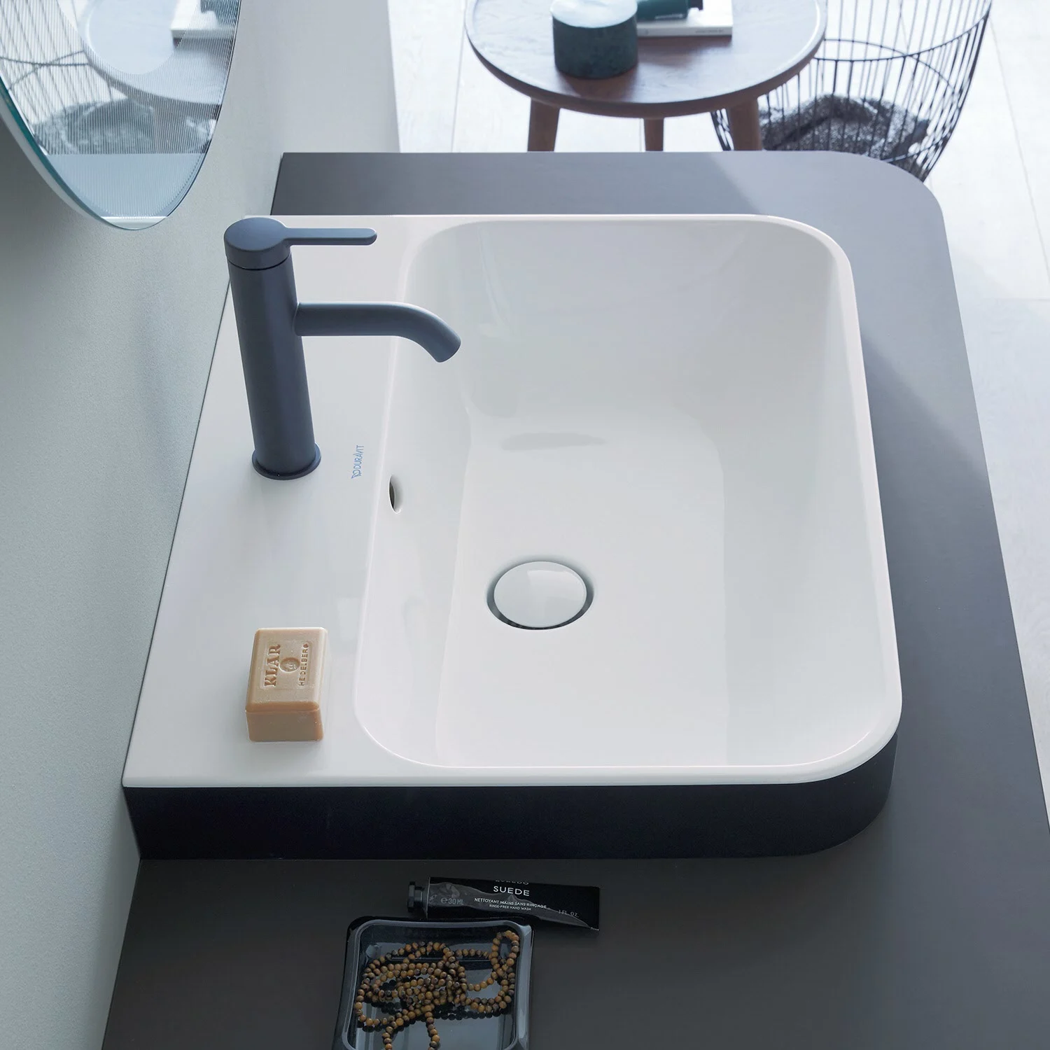 Duravit Happy D.2 Plus Aufsatzbecken 50 cm weiß/anthrazit, mit Überlauf, 1 Hahnloch Bild 2
