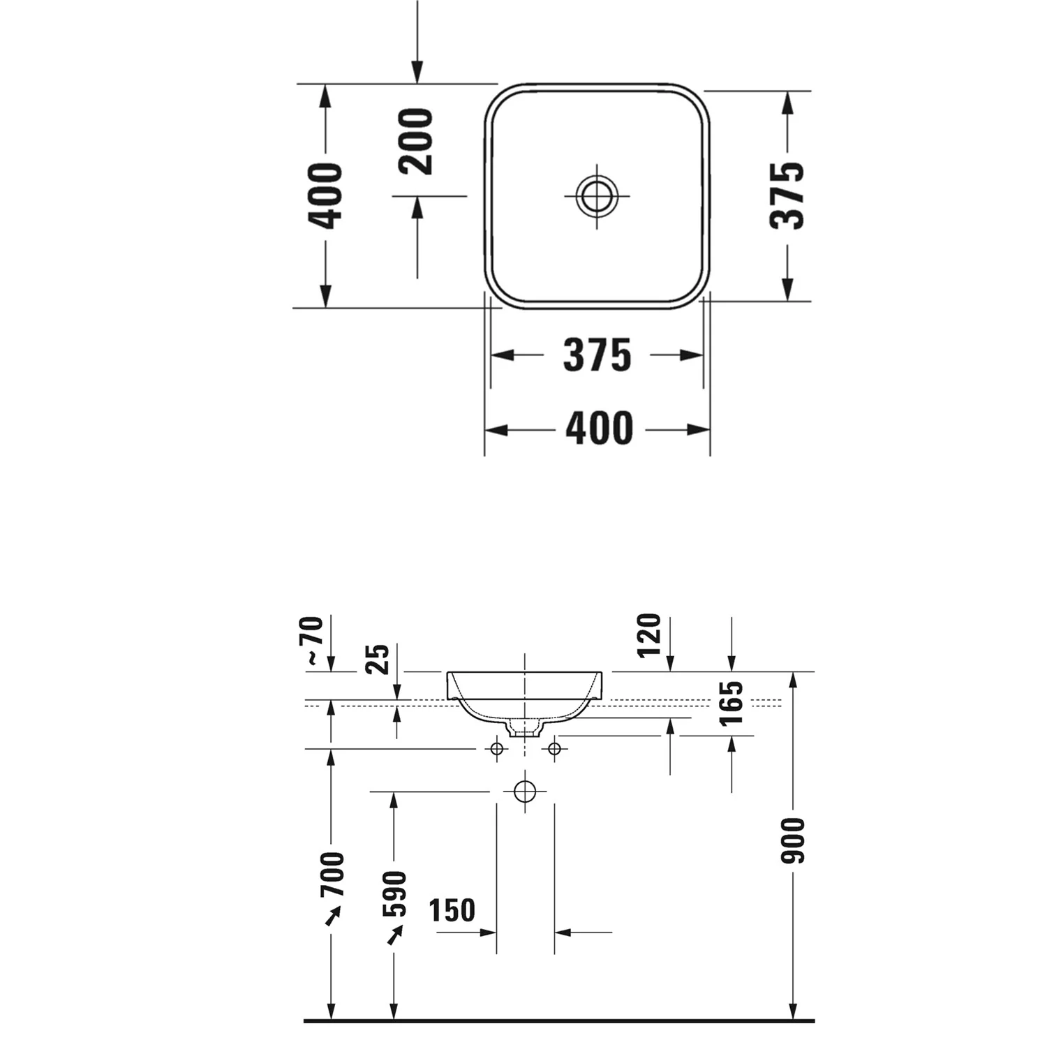 Duravit Happy D.2 Plus Aufsatzbecken 40 cm weiß, ohne Überlauf, ohne Hahnlochbank Bild 2
