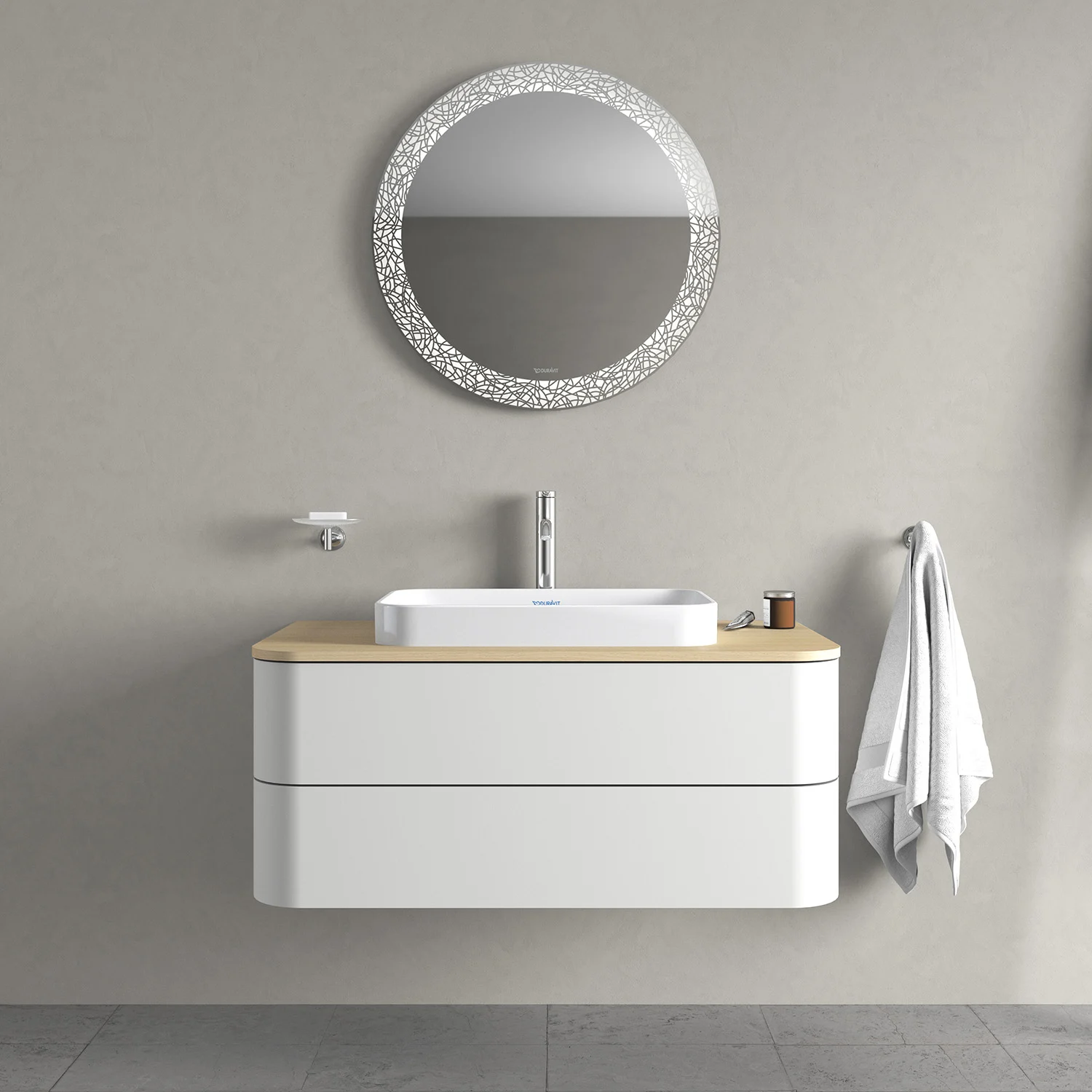 Duravit Happy D.2 Plus Aufsatzbecken 60 cm weiß, ohne Überlauf, ohne Hahnlochbank Bild 4