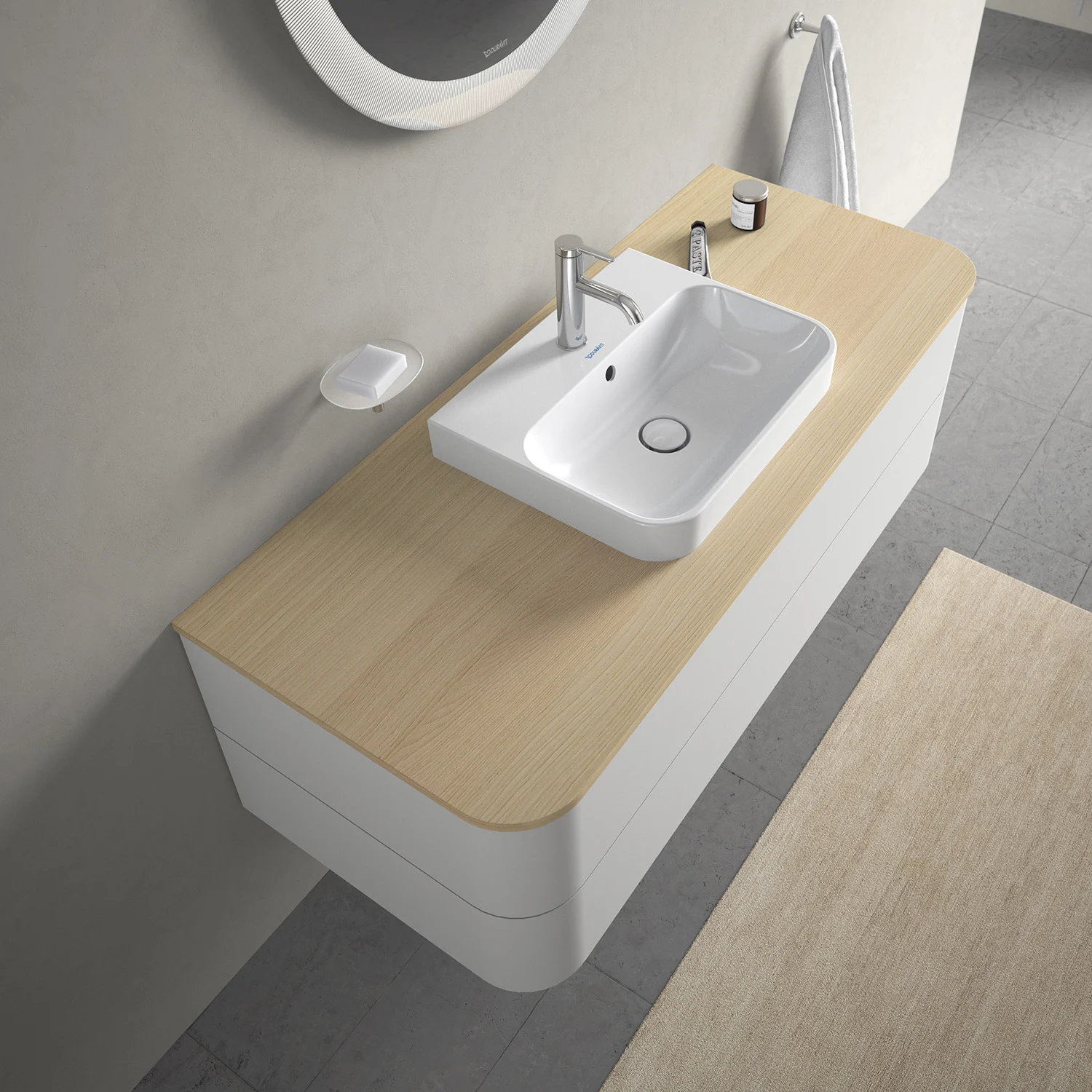 Duravit Happy D.2 Plus Aufsatzbecken 50 cm weiß, mit Überlauf, 1 Hahnloch Bild 2