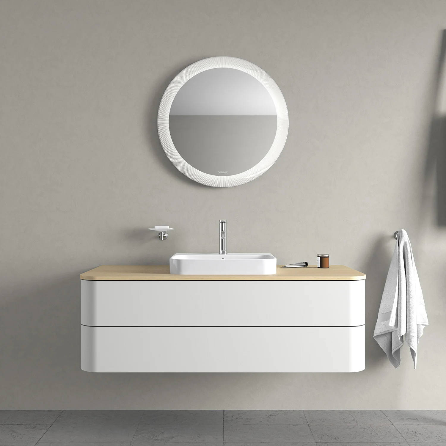 Duravit Happy D.2 Plus Aufsatzbecken 50 cm weiß, mit Überlauf, 1 Hahnloch Bild 3