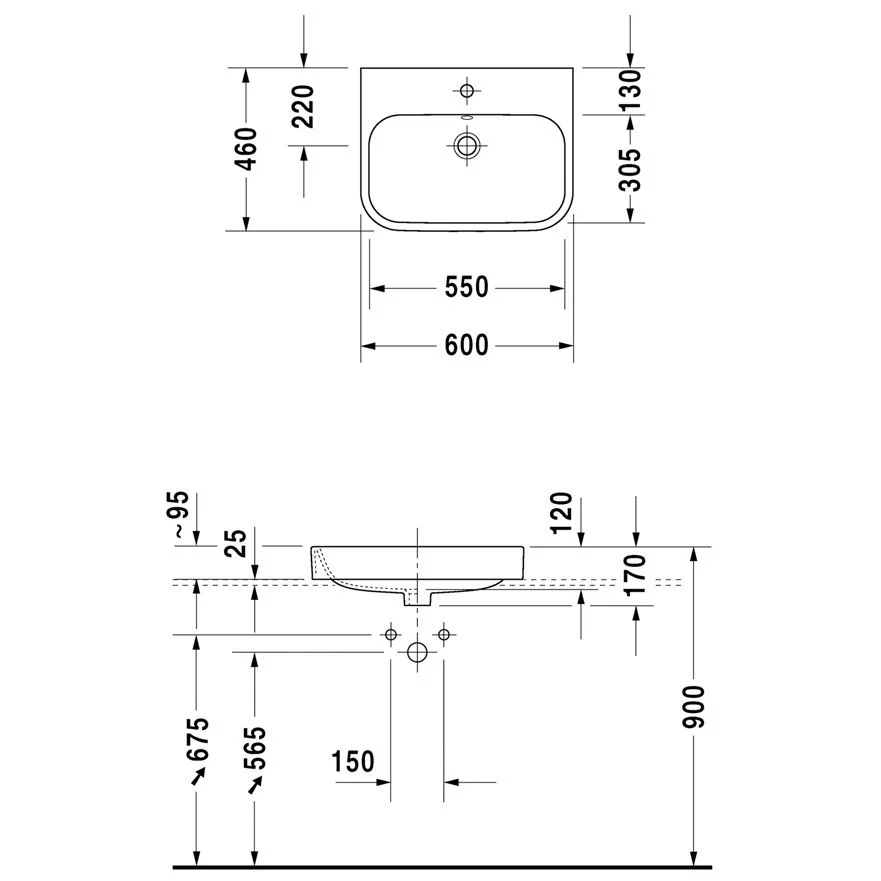 Duravit Happy D.2 Aufsatzbecken 60 cm, mit 1 Hahnloch durchgestochen Bild 2