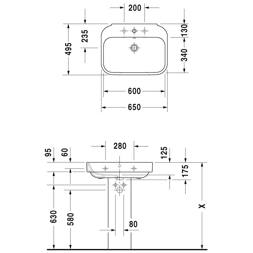 Duravit Happy D.2 Waschtisch 65 cm mit 1 Hahnloch Bild 2