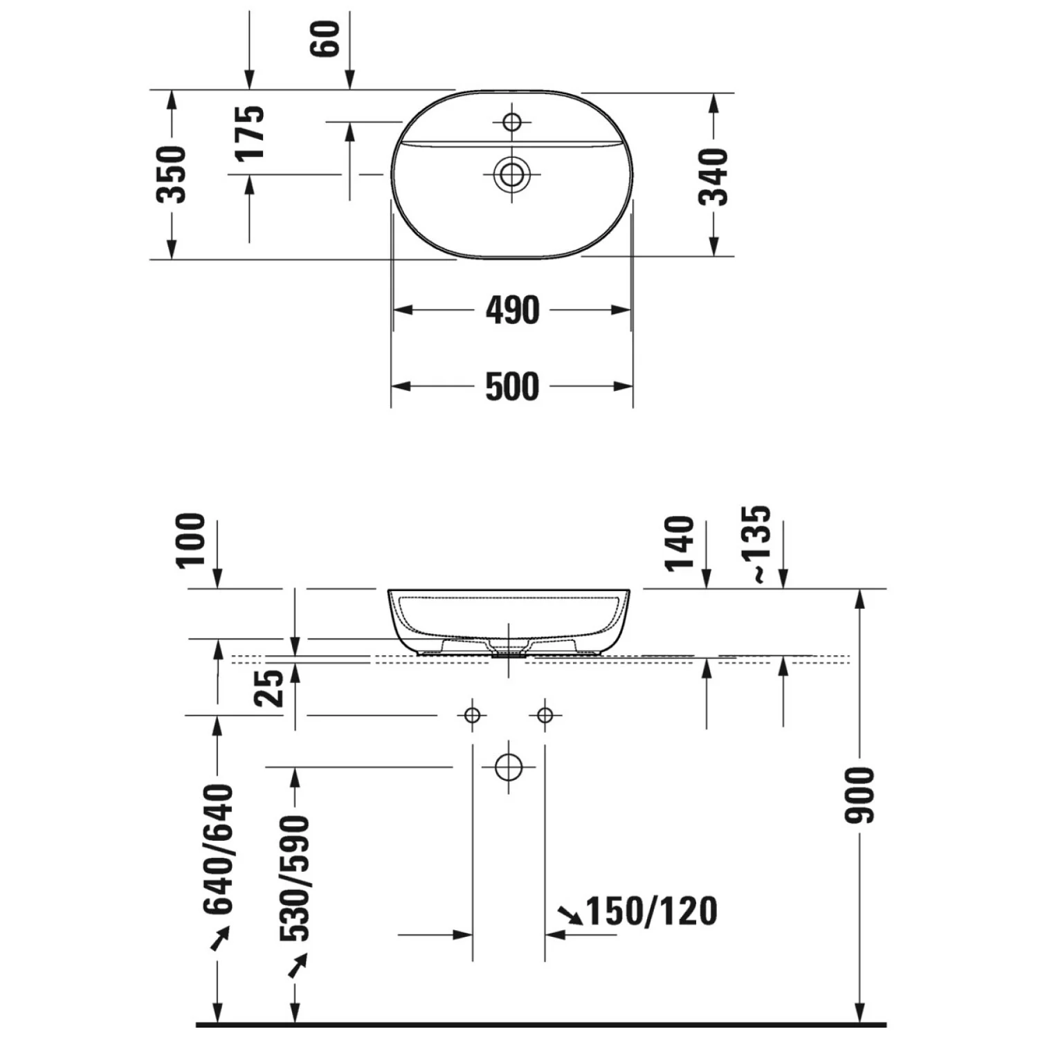 Duravit Luv Aufsatzbecken mit Hahnlochbank 50 x 35 cm Bild 5