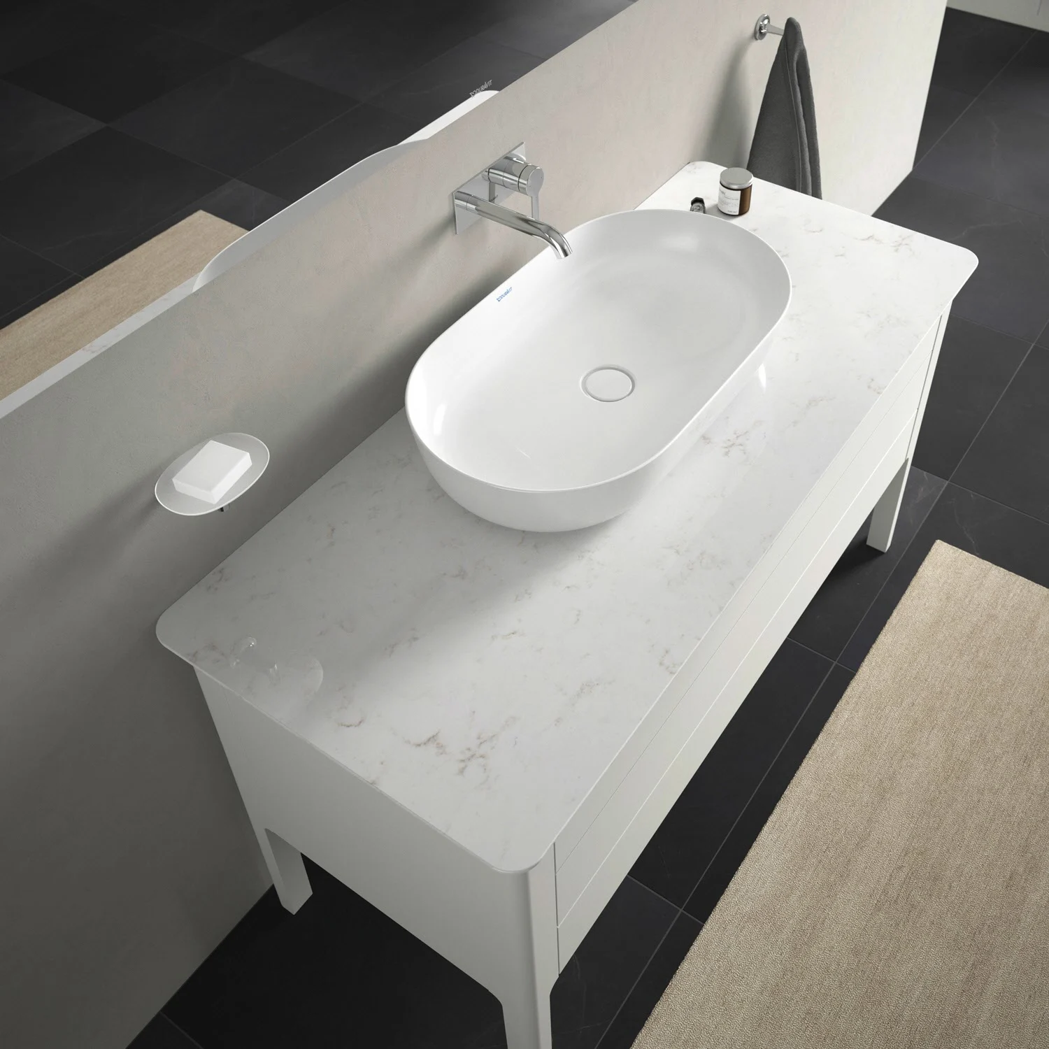 Umywalka na marmurowym blacie z góry, Duravit