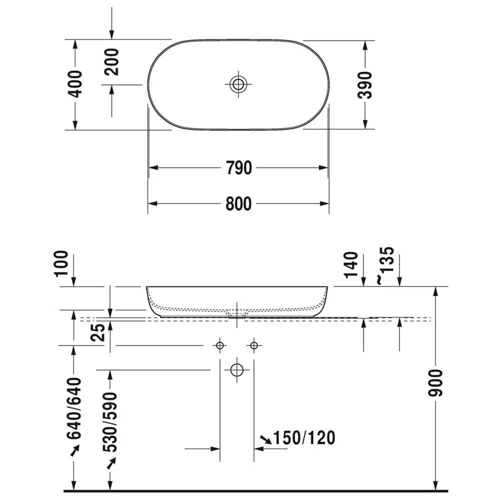 Duravit Luv Aufsatzbecken ohne Hahnlochbank 80 x 40 cm Bild 5