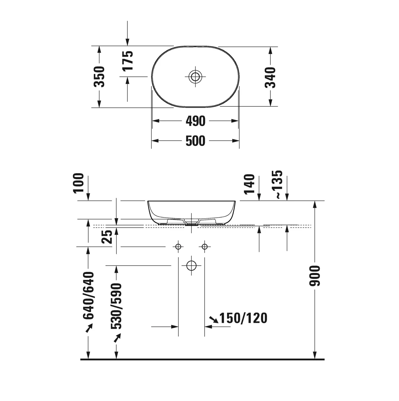 Duravit Luv Aufsatzbecken ohne Hahnlochbank 50 x 35 cm Bild 5