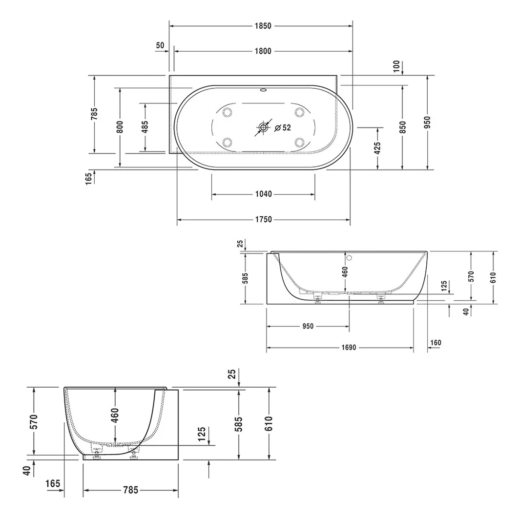 Duravit Luv Badewanne Ecke links 185 x 95 cm Bild 5