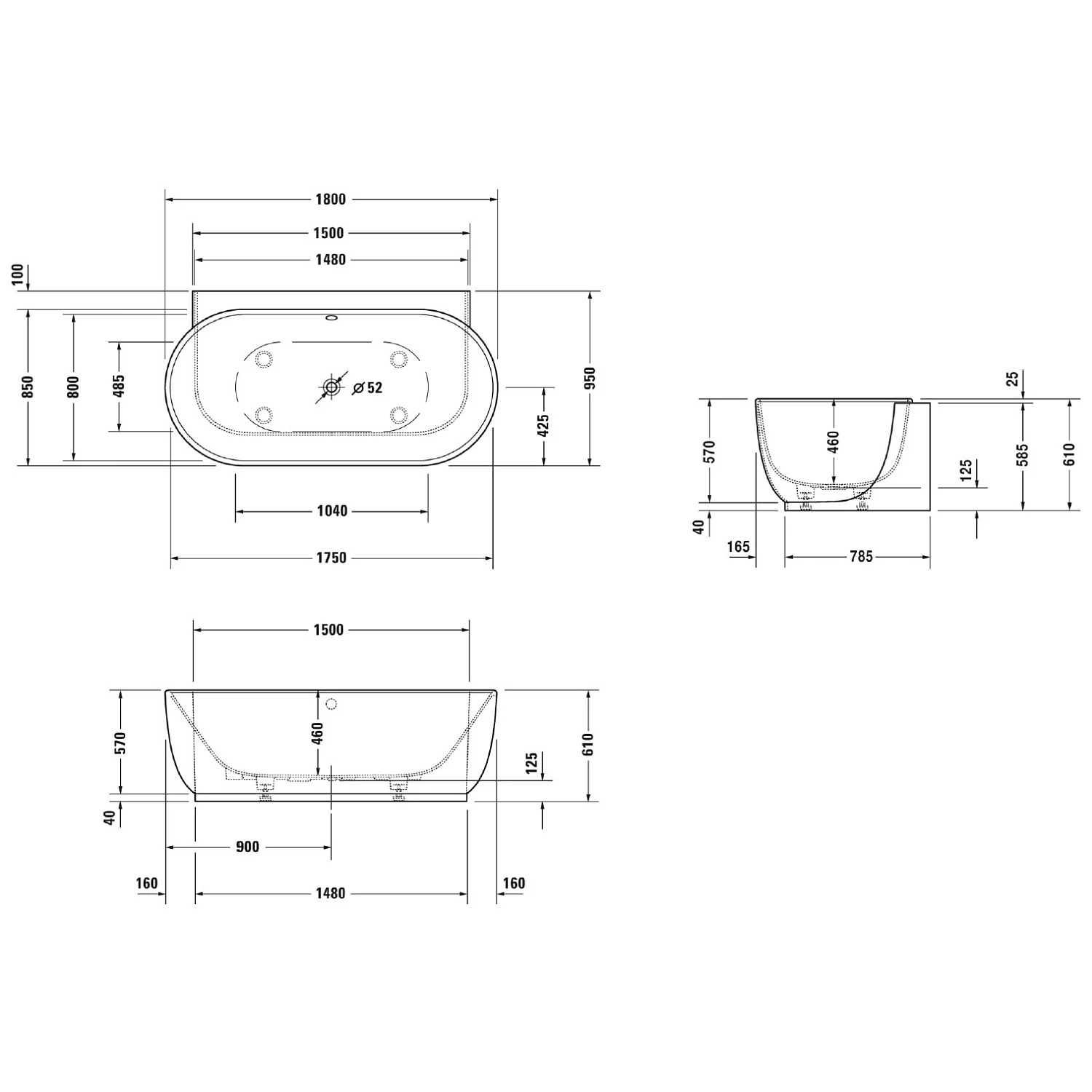 Duravit Luv Badewanne Vorwandversion 180 x 95 cm Bild 5