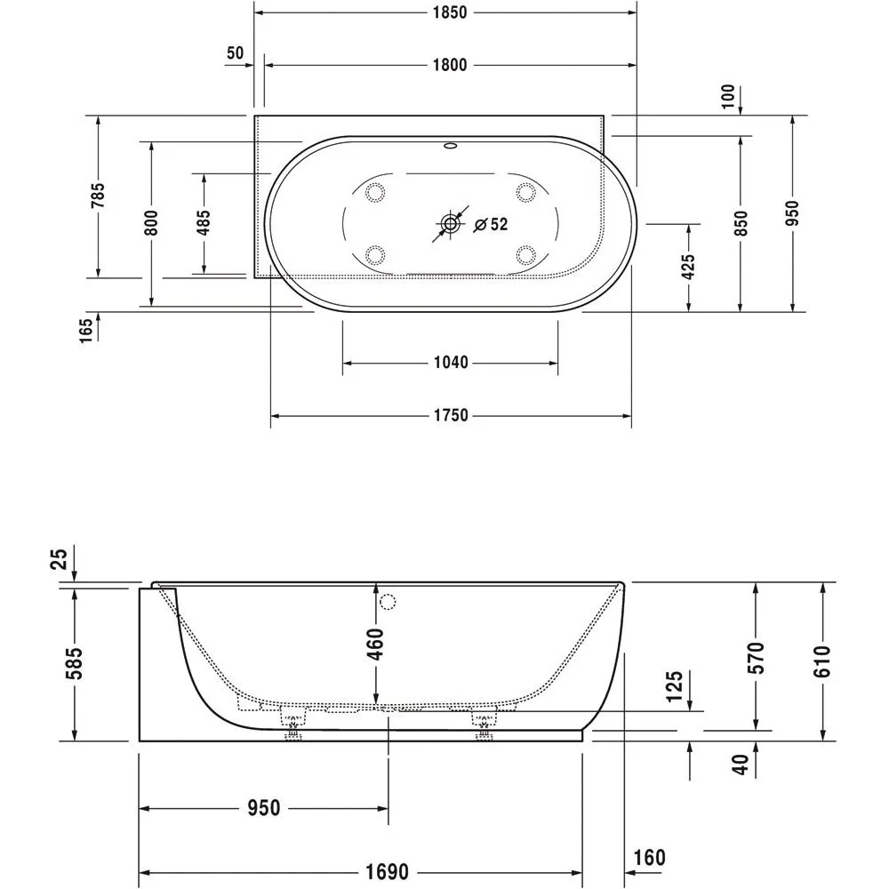 Duravit Luv Whirlwanne mit Air-System 185 x 95 cm Ecke links Bild 2