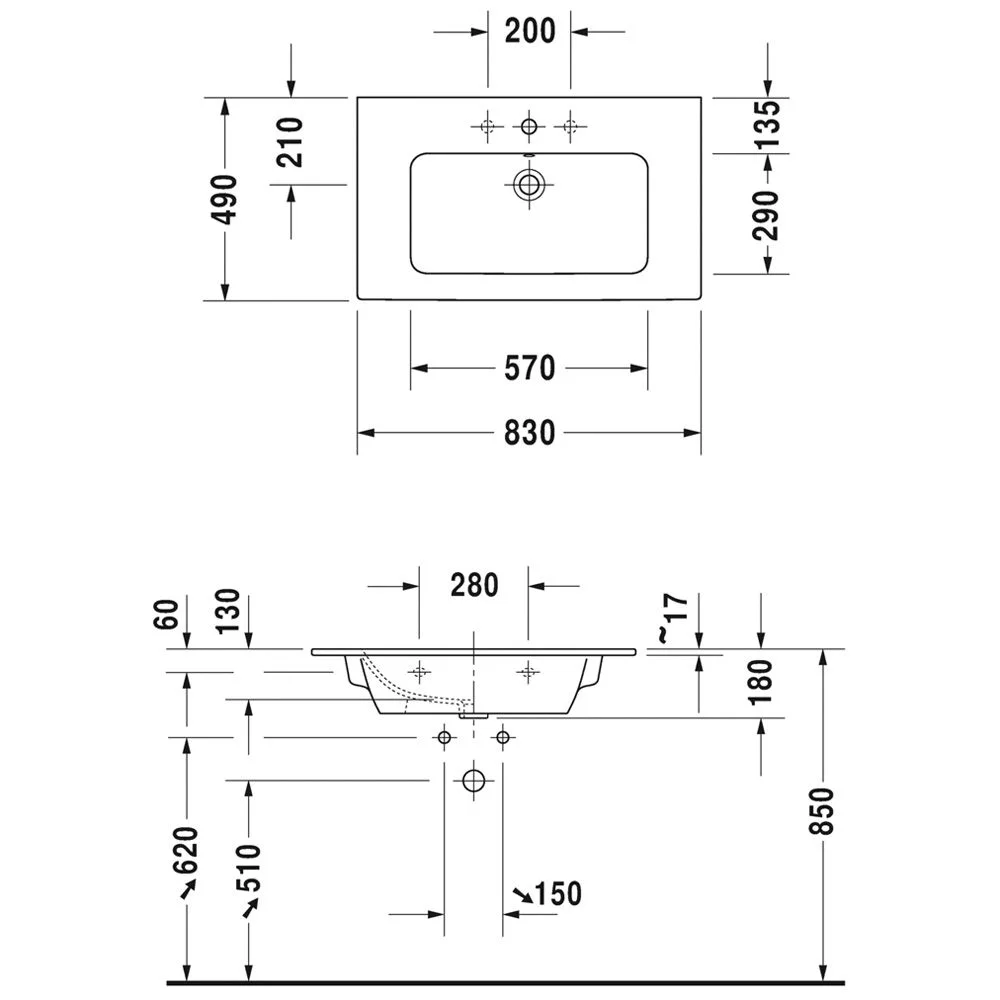 Duravit ME by Starck Möbelwaschtisch 83 cm mit 1 Hahnloch Bild 5